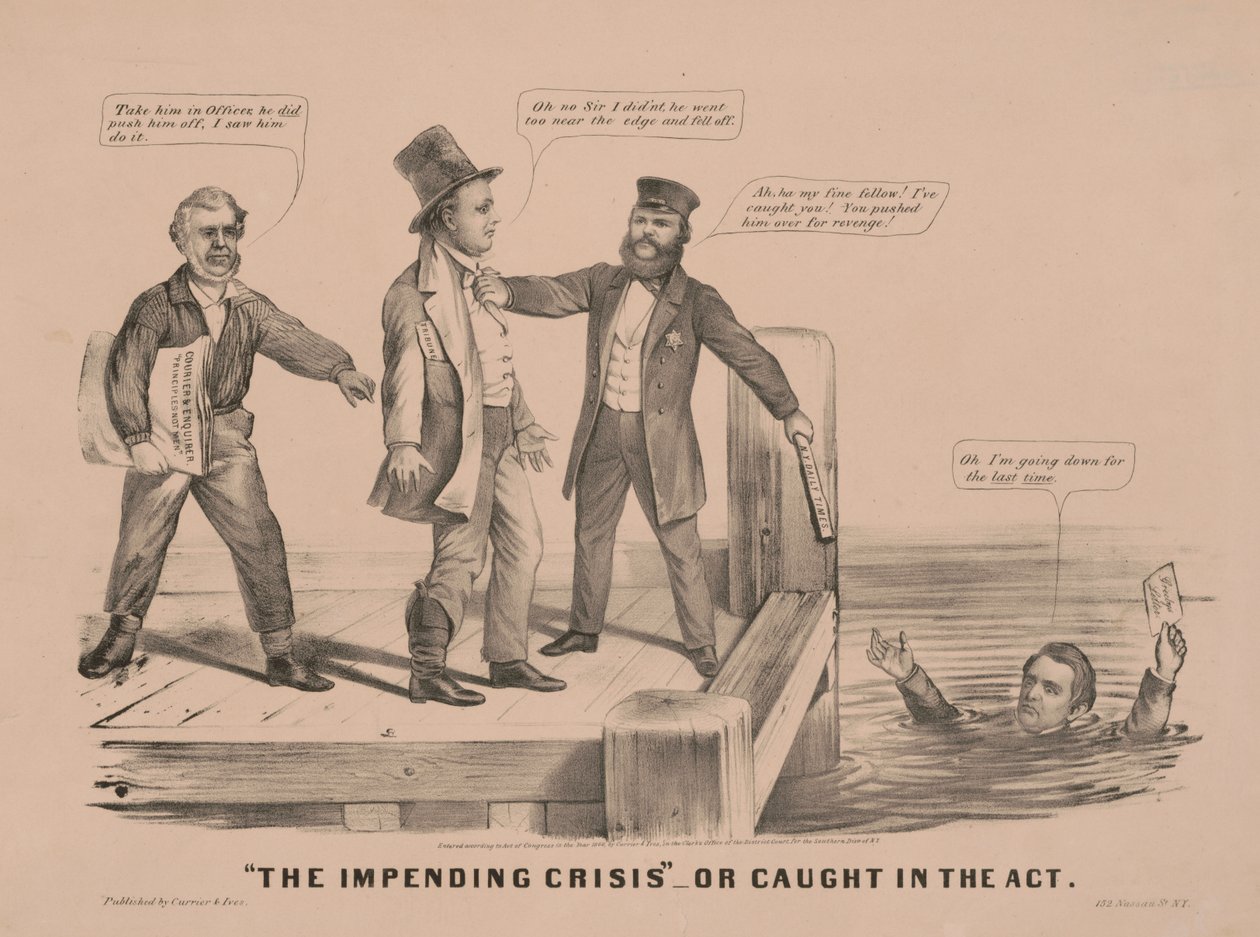 quot;Den forestående krisenquot; Eller tatt på fersken av N. and Ives J.M. (1824-95) Currier