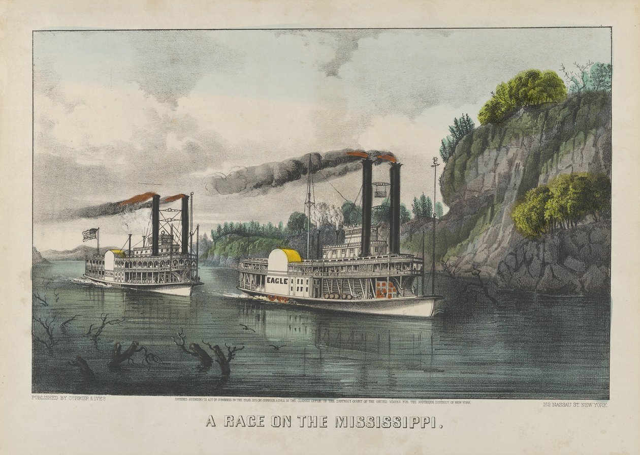 Et løp på Mississippi av Currier and Ives