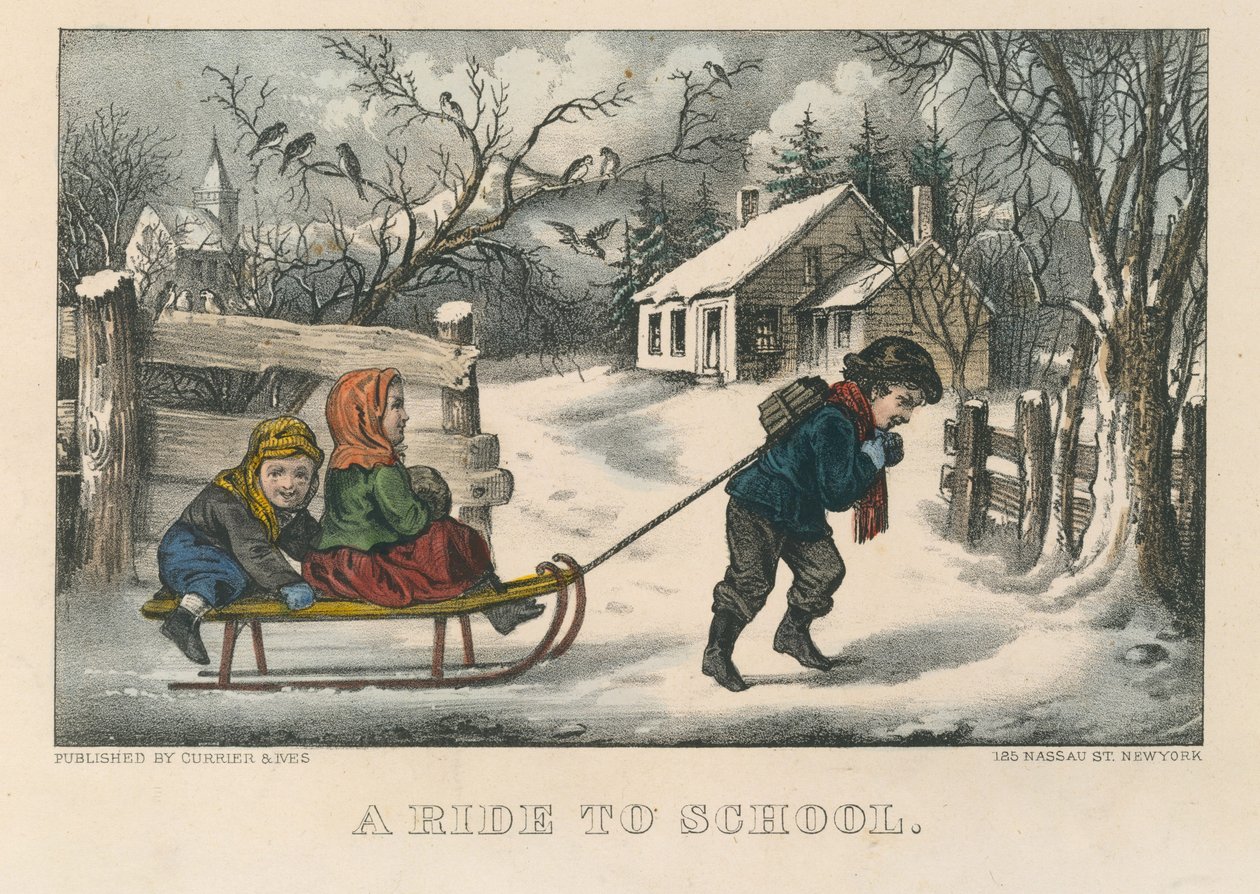 En tur til skolen av Currier and Ives