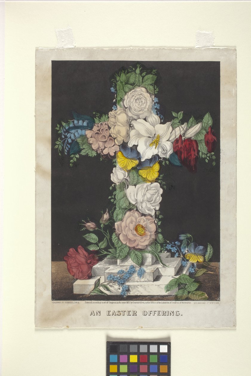 Et påskeoffer (håndfarget litografi) av N. and Ives J.M. (1824 95) Currier