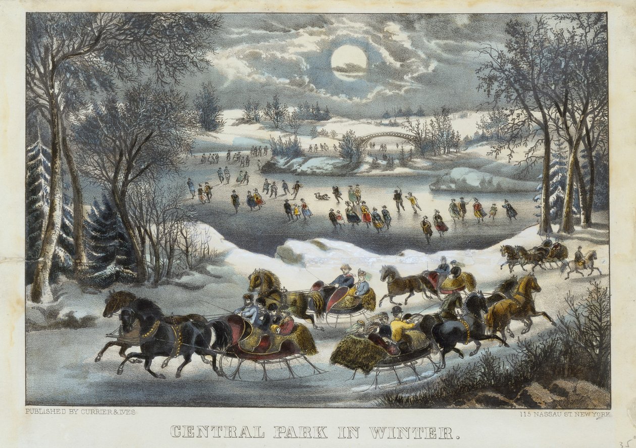 Central Park om vinteren av Currier and Ives