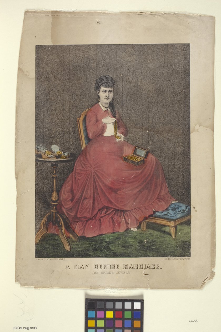 Dagen før ekteskapet (håndfarget litografi) av N. and Ives J.M. (1824 95) Currier