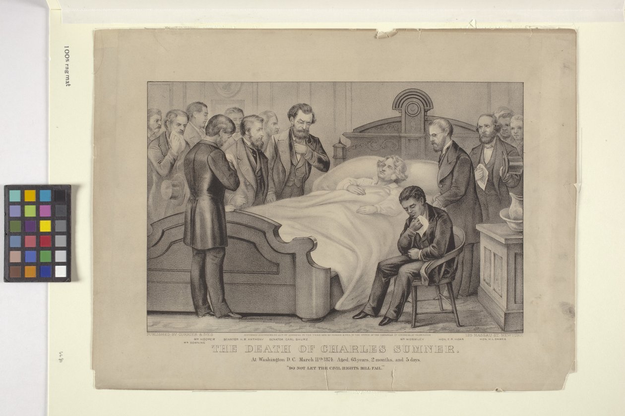 Charles Sumners død (litografi) av N. and Ives J.M. (1824 95) Currier