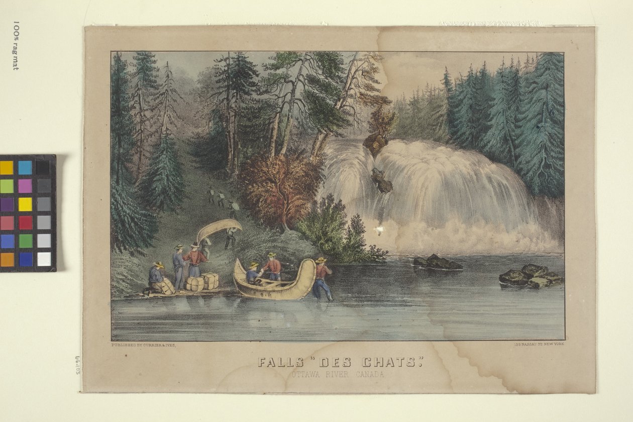 Falls "Des Chats" (håndfarget litografi) av N. and Ives J.M. (1824 95) Currier