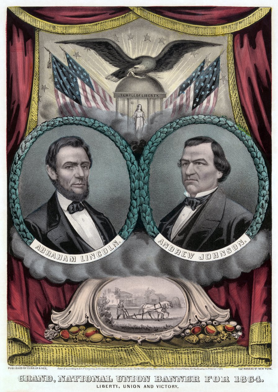 Grand National Union Banner for 1864 (fargelitografi) av Currier and Ives