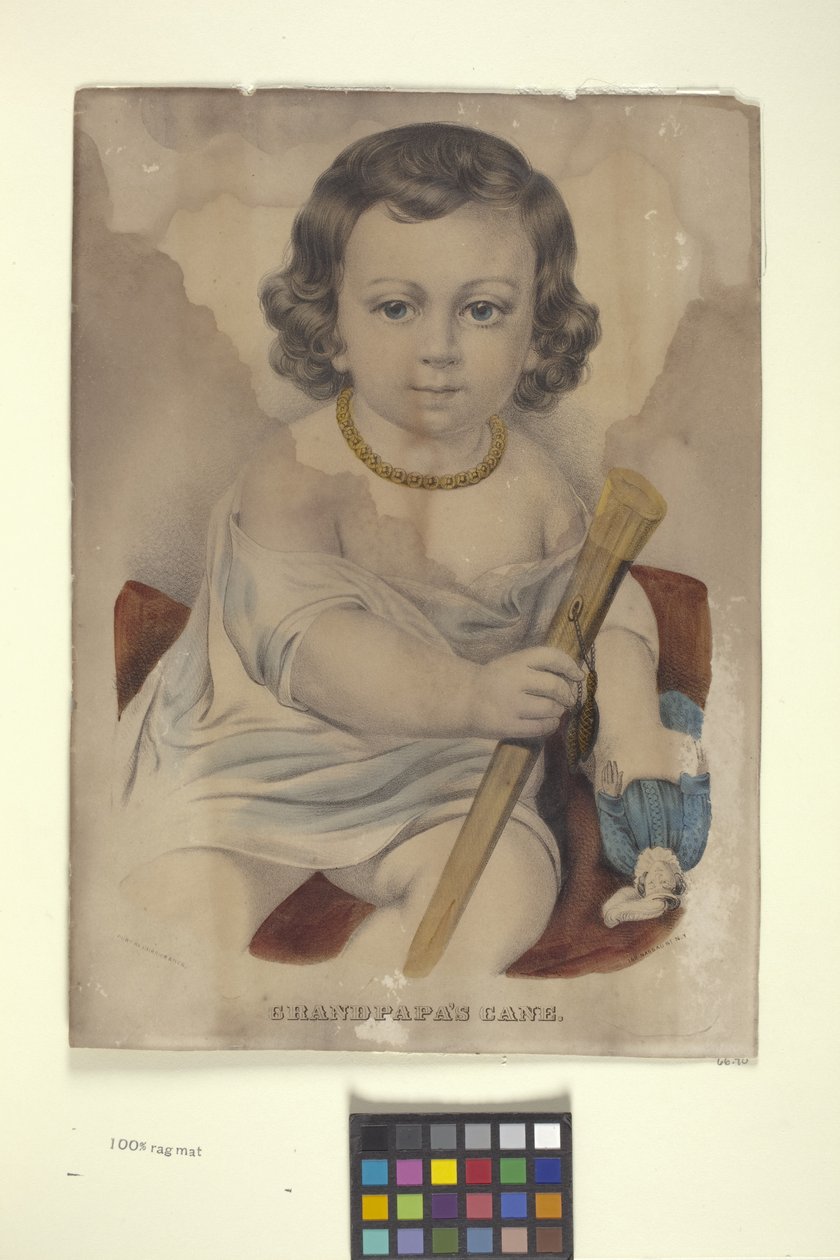 Bestefars stokk (håndfarget litografi) av N. and Ives J.M. (1824 95) Currier