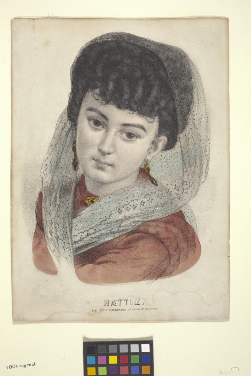 Hattie (håndfarget litografi) av N. and Ives J.M. (1824 95) Currier