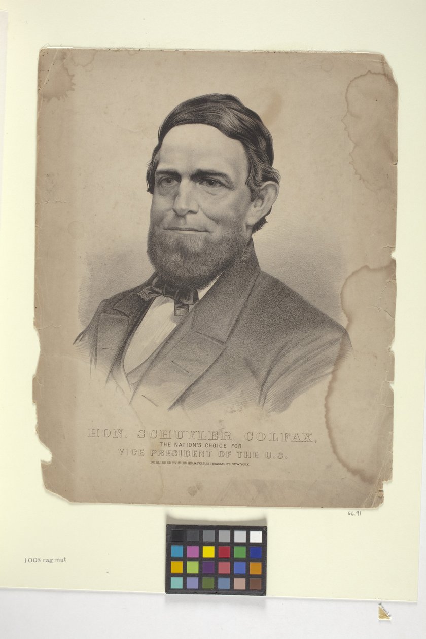 Dette. Schuyler Colfac (håndfarget litografi) av N. and Ives J.M. (1824 95) Currier