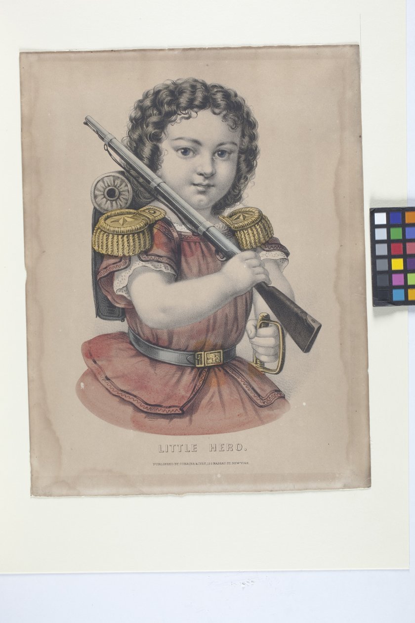 Lille helt (håndfarget litografi) av N. and Ives J.M. (1824 95) Currier