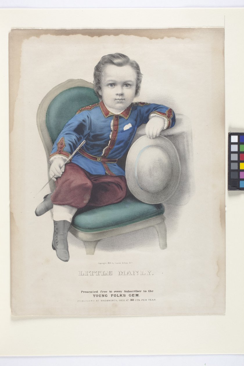 Little Manly (håndfarget litografi) av N. and Ives J.M. (1824-95) Currier