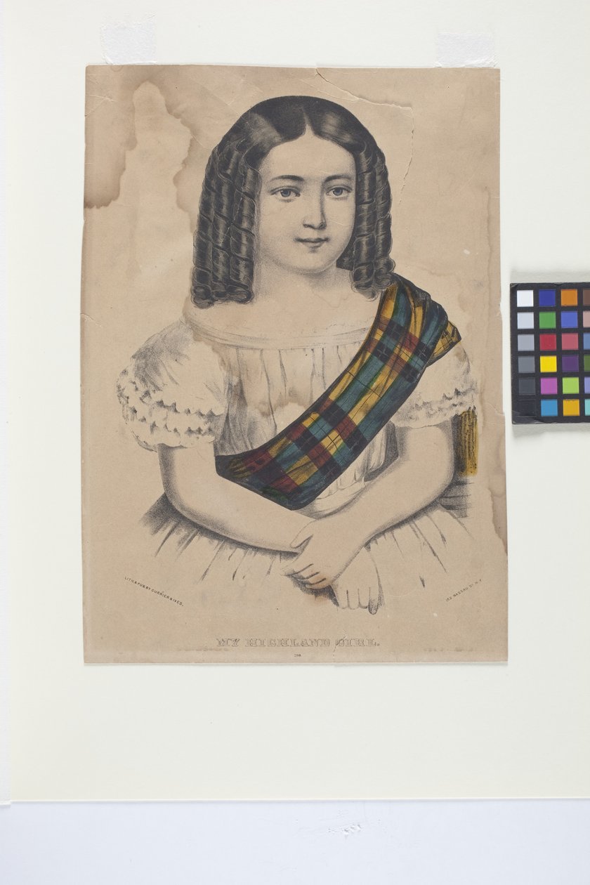My Highland Girl (håndfarget litografi) av N. and Ives J.M. (1824 95) Currier