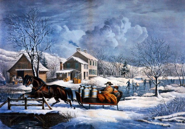 New England om vinteren av Currier and Ives