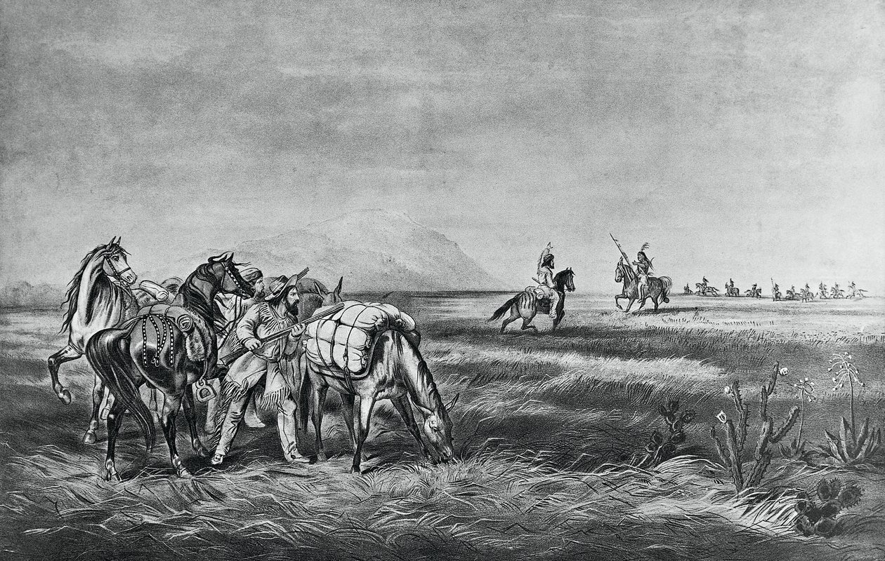 Fred eller krig, Møte mellom indianerne og hvite jegere, utgitt av Colin Simkin av Currier and Ives