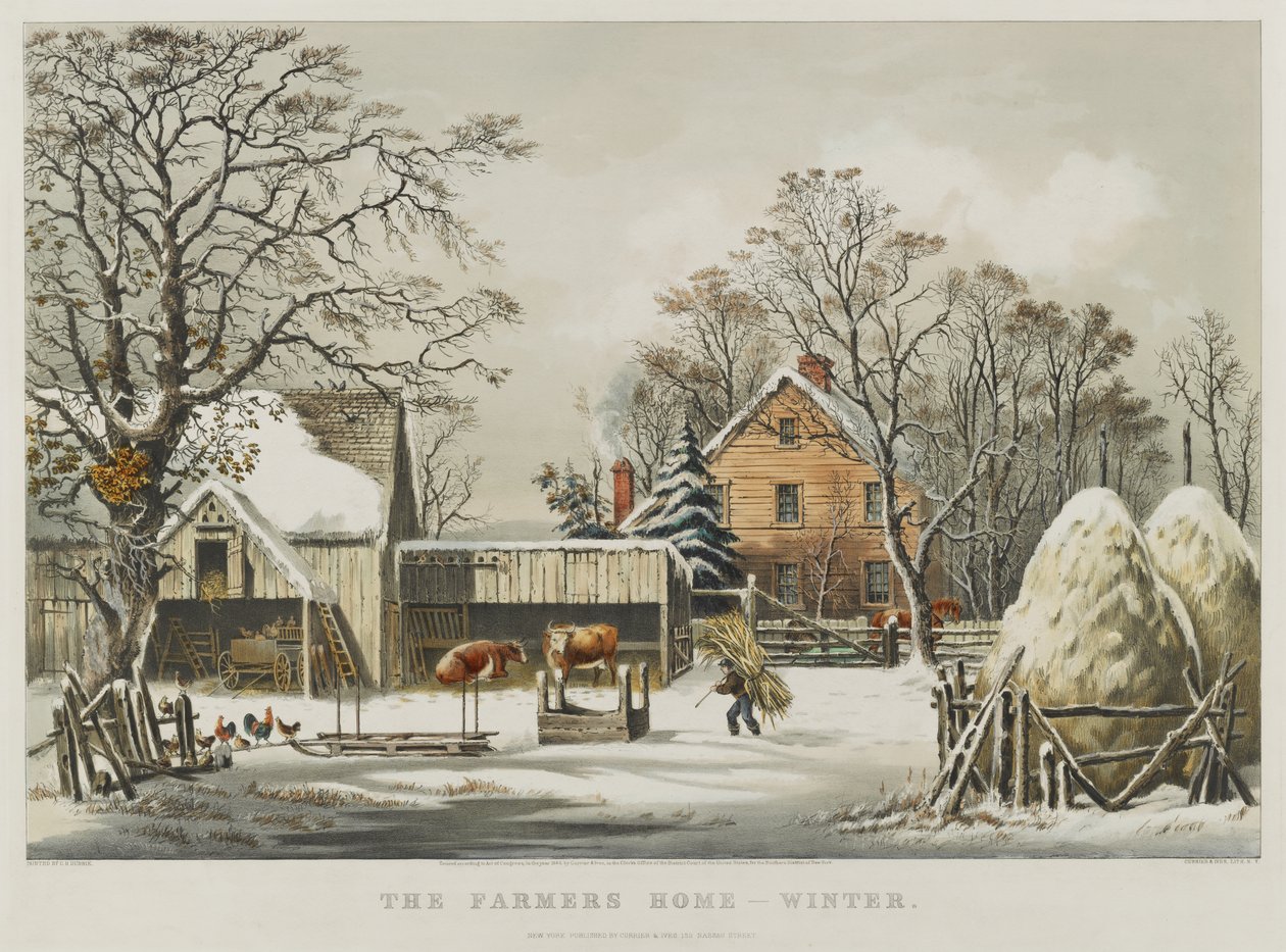 Bondens hjem - Vinter av Currier and Ives