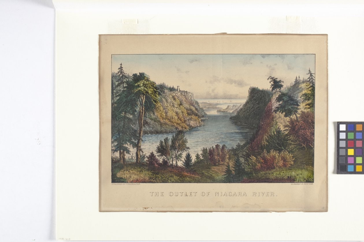 Utløpet av Niagara-elven (håndfarget litografi) av N. and Ives J.M. (1824 95) Currier
