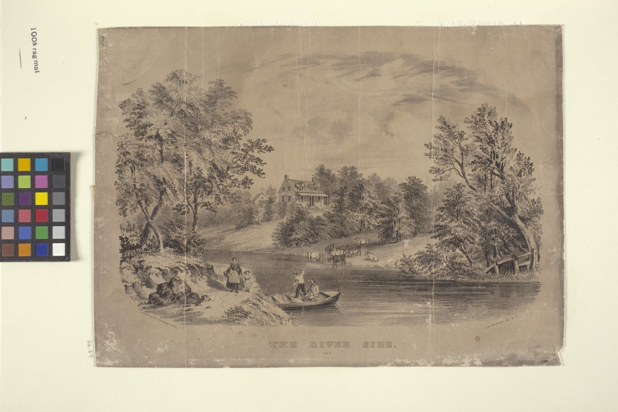 The River Side (litografi) av N. and Ives J.M. (1824 95) Currier
