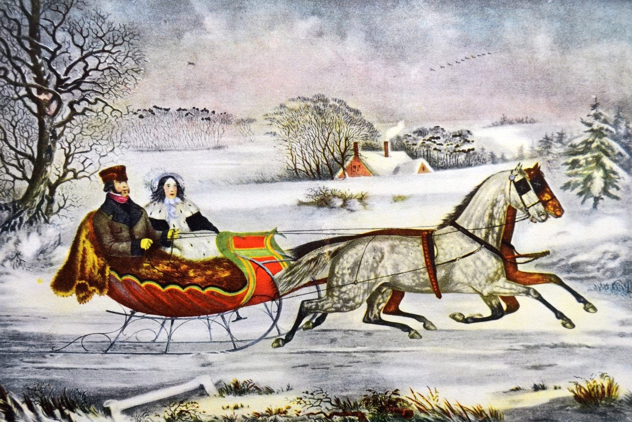 Veien, vinter av Currier and Ives
