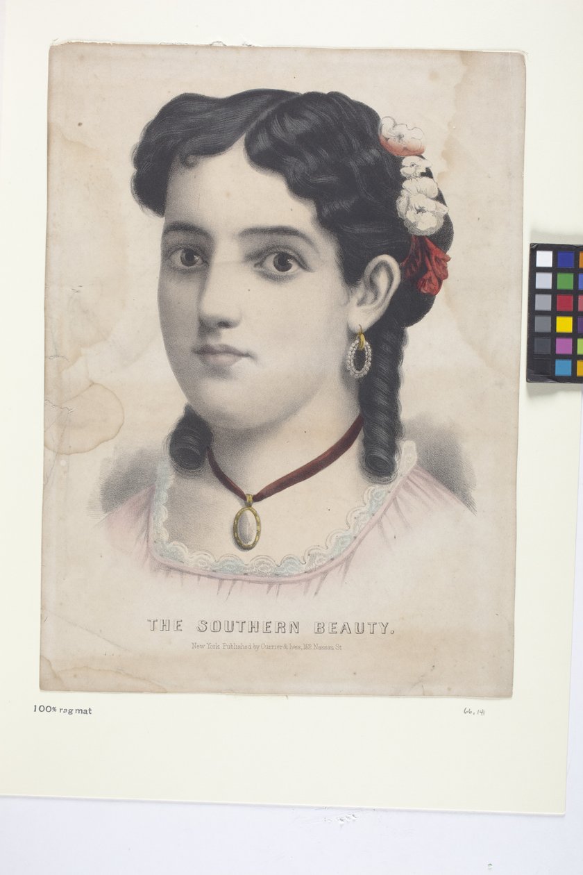 The Southern Beauty (håndfarget litografi) av N. and Ives J.M. (1824 95) Currier