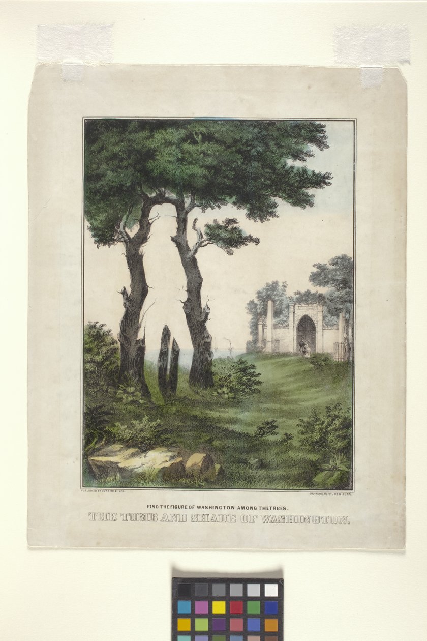The Tomb And Shade Of Washington (håndfarget litografi) av N. and Ives J.M. (1824 95) Currier
