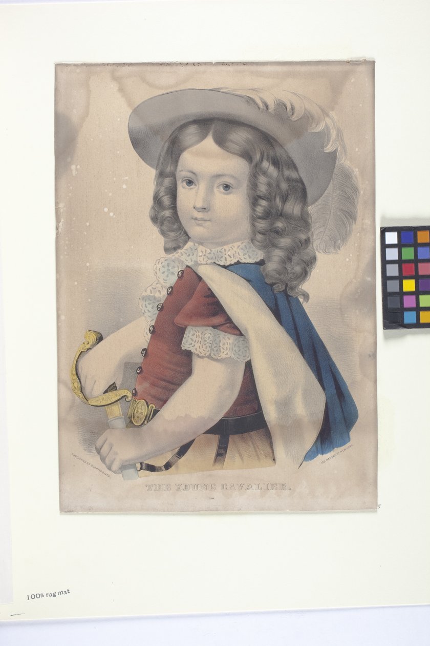 The Young Cavalier (håndfarget litografi) av N. and Ives J.M. (1824 95) Currier