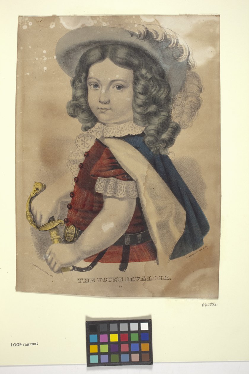 The Young Cavalier (håndfarget litografi) av N. and Ives J.M. (1824 95) Currier