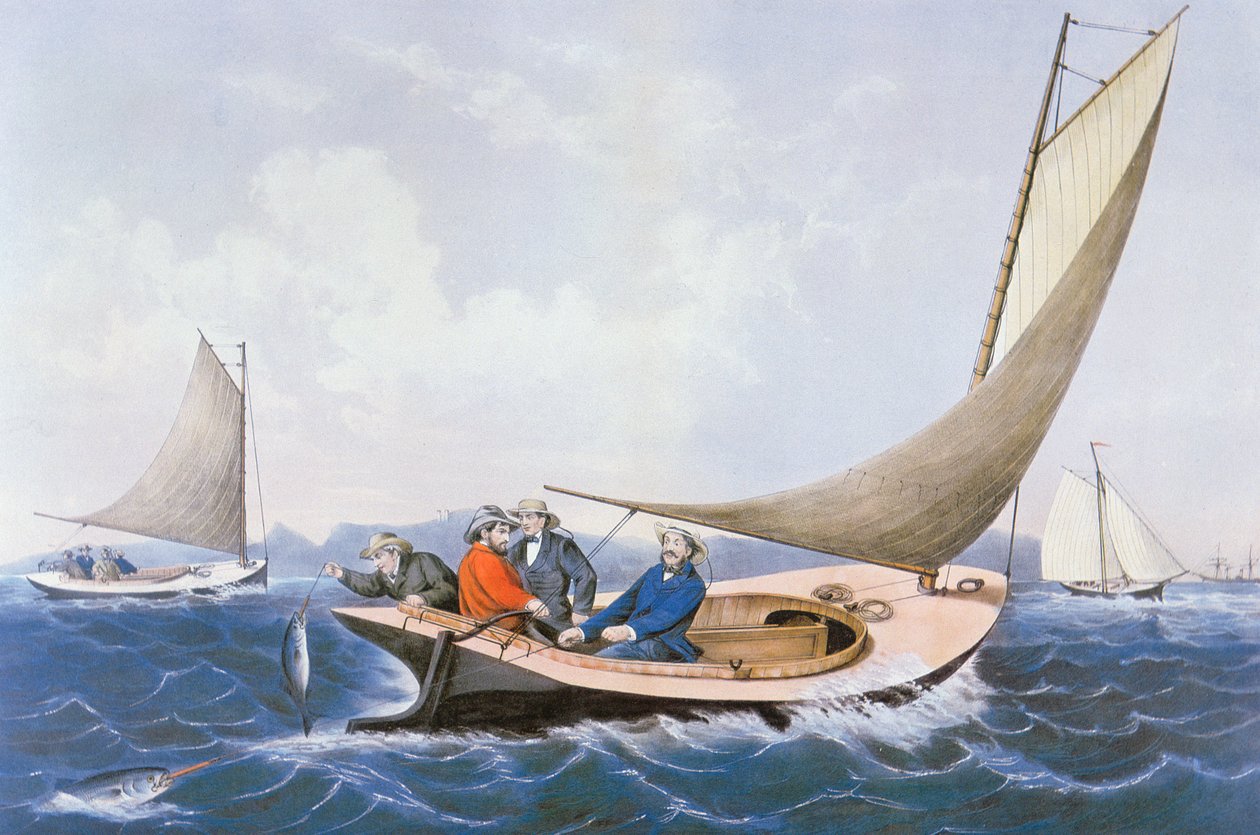 Trolling etter blå fisk utenfor kysten av Maine av Currier and Ives