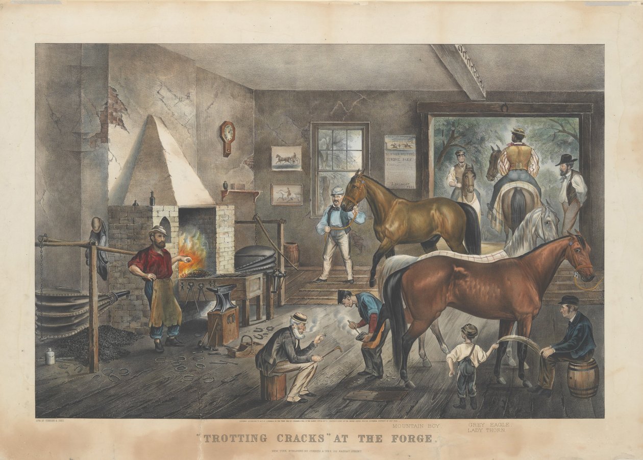 "Trotting Cracks" ved Forge av Currier and Ives