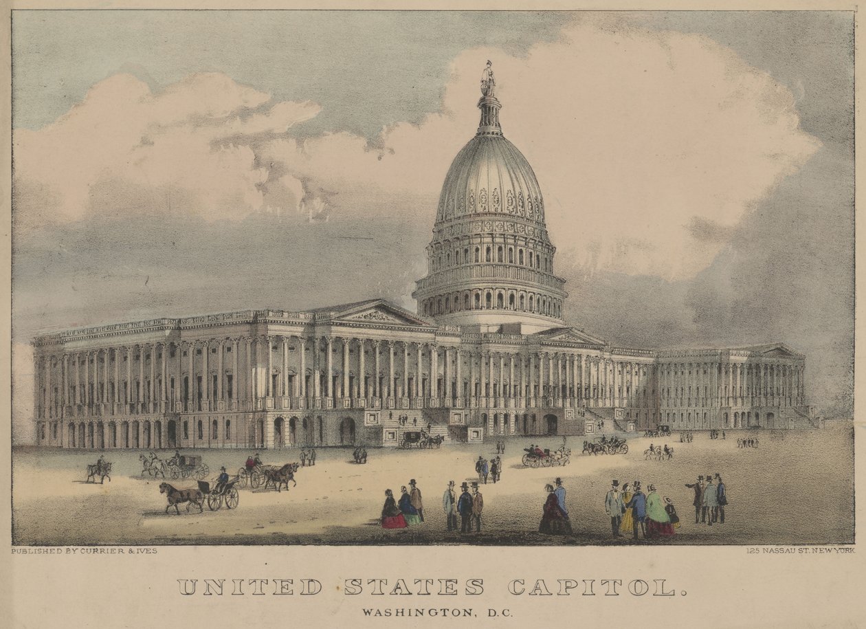 United States Capitol, Washington, D.C. 1872 (fargelitografi) av Currier and Ives