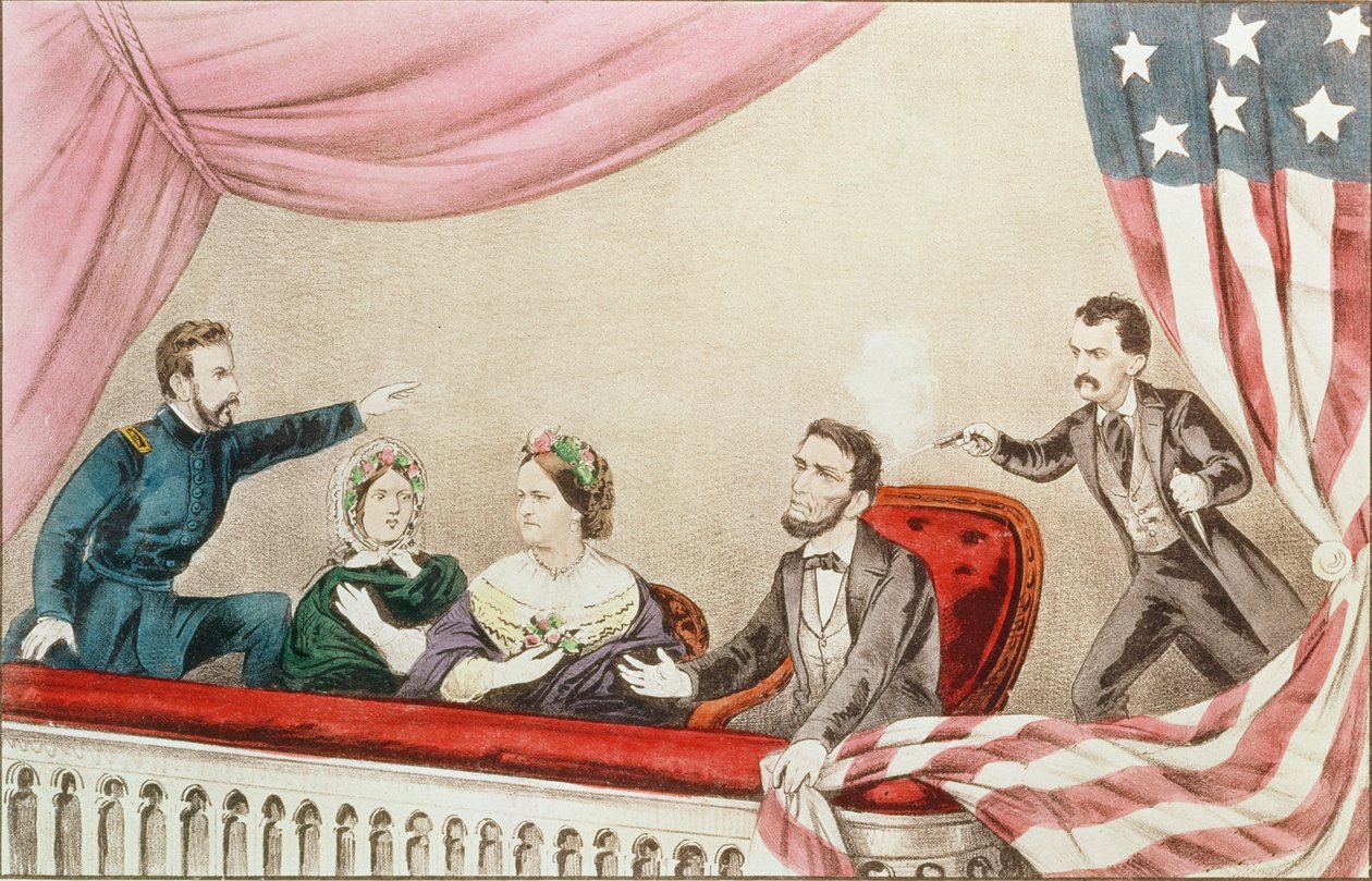 Attentatet på Abraham Lincoln av N. and Ives, J.M. Currier