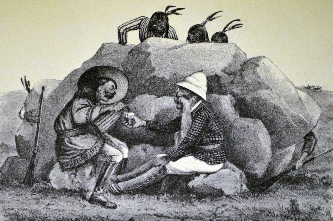Currier & Ives Illustrasjon 1800-tallet. En hylende dønning på krigsstien av N. and Ives, J.M. Currier