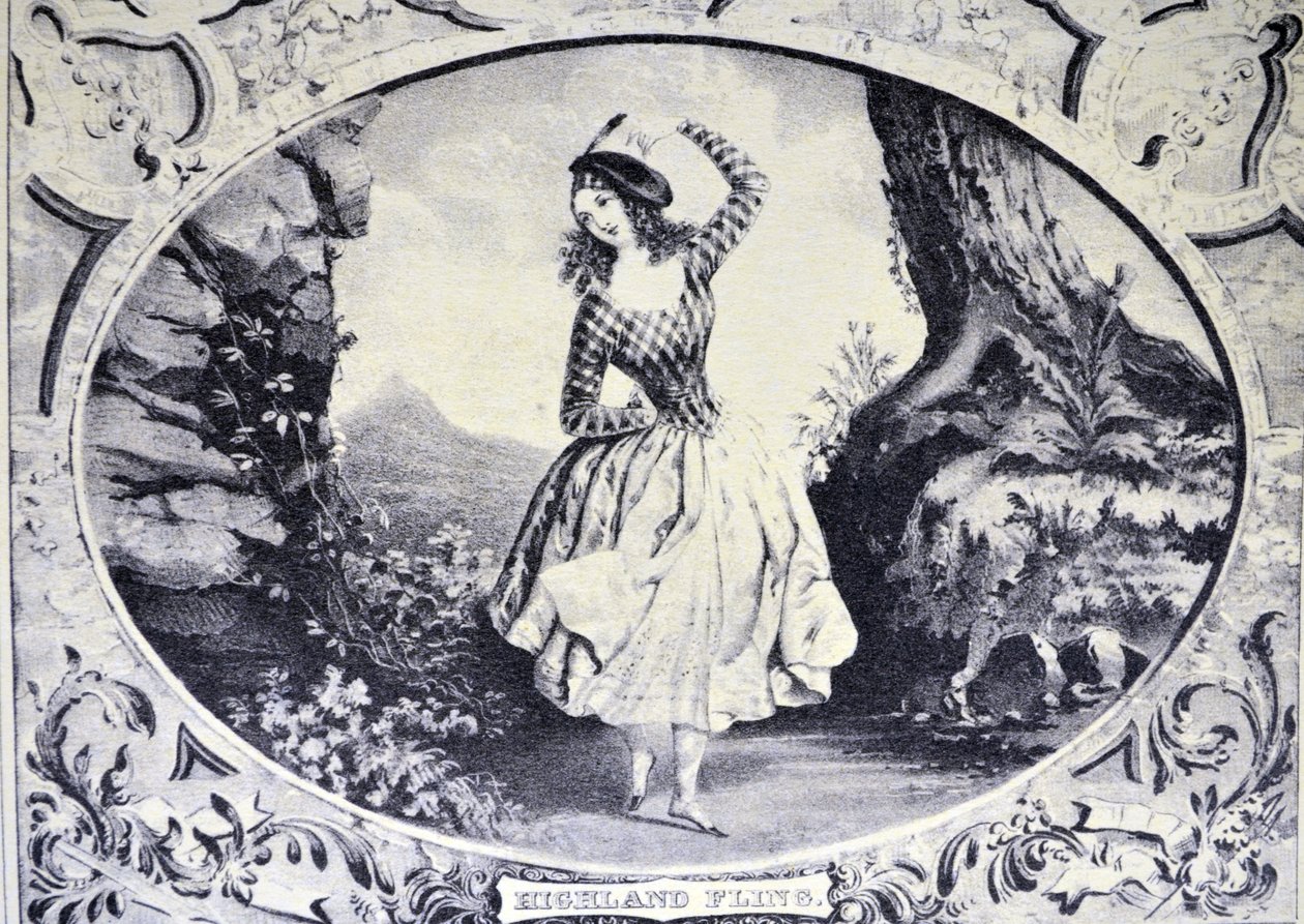 Currier & Ives Illustrasjon 1800-tallet. Highland Fling av N. and Ives, J.M. Currier