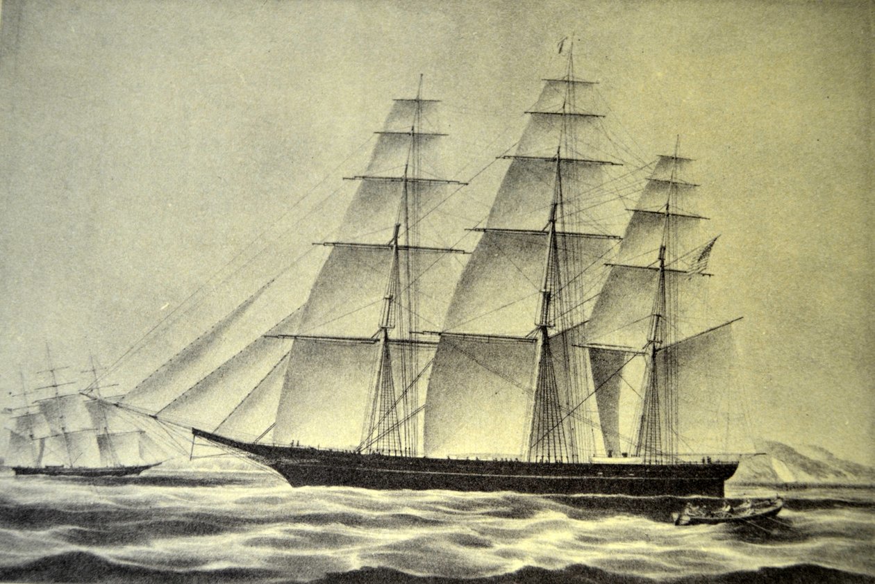 Currier & Ives Illustrasjon 1800-tallet. Clipper-skipet Hurricane av N. and Ives, J.M. Currier