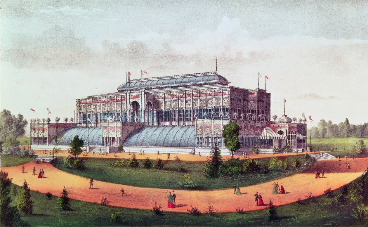 Horticultural Hall, Grand United States Centennial Exhibition 1876 av N. and Ives, J.M. Currier