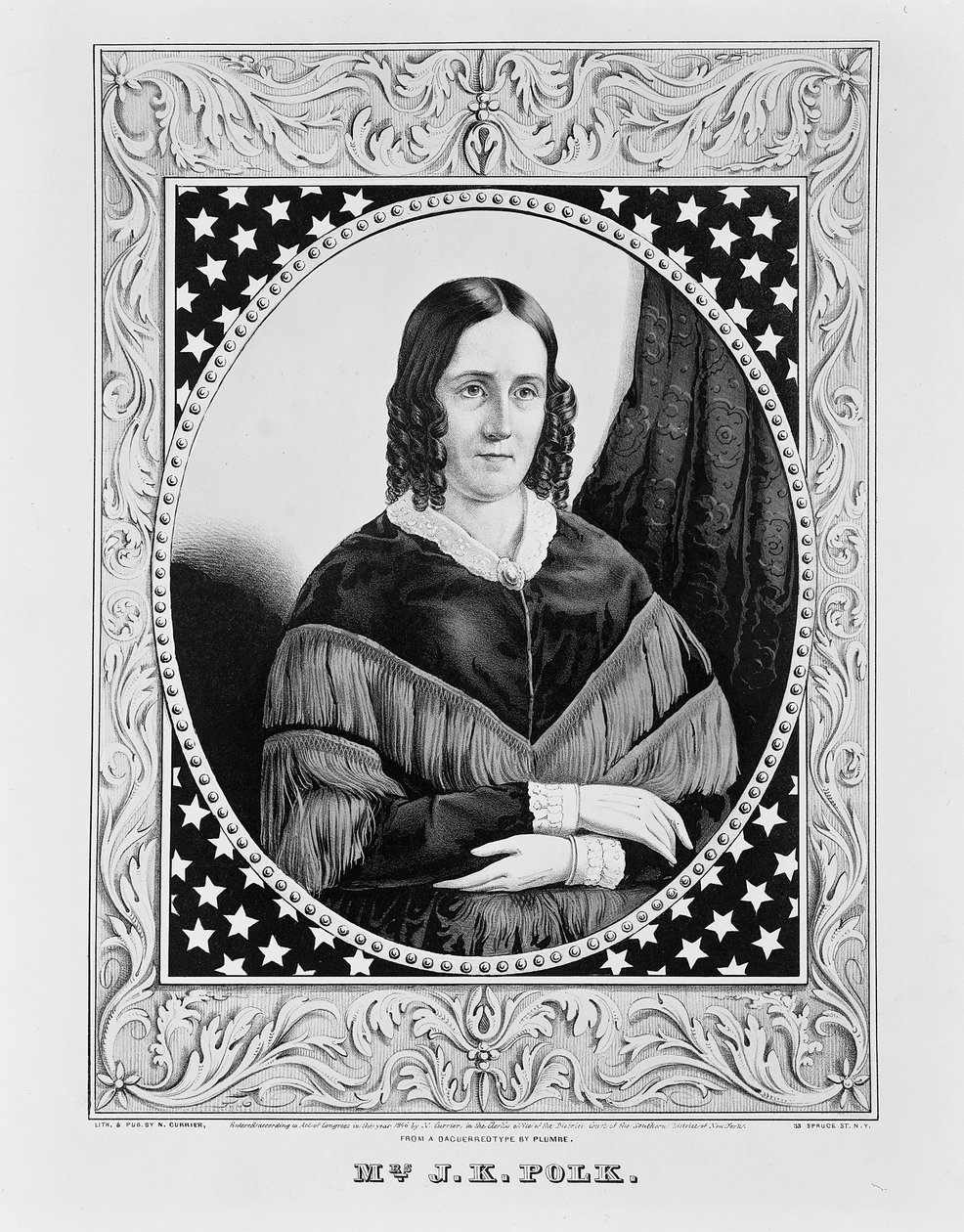 Sara Polk, 1846 av N. and Ives, J.M. Currier