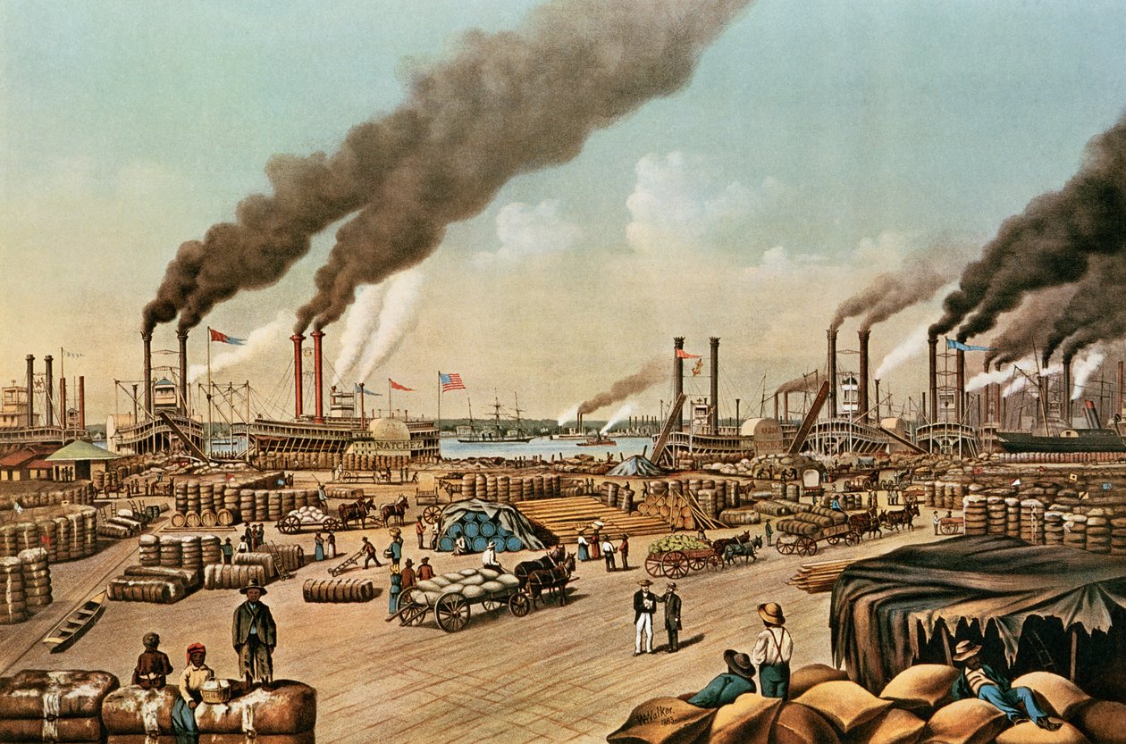 The Levee - New Orleans, 1884 av N. and Ives, J.M. Currier