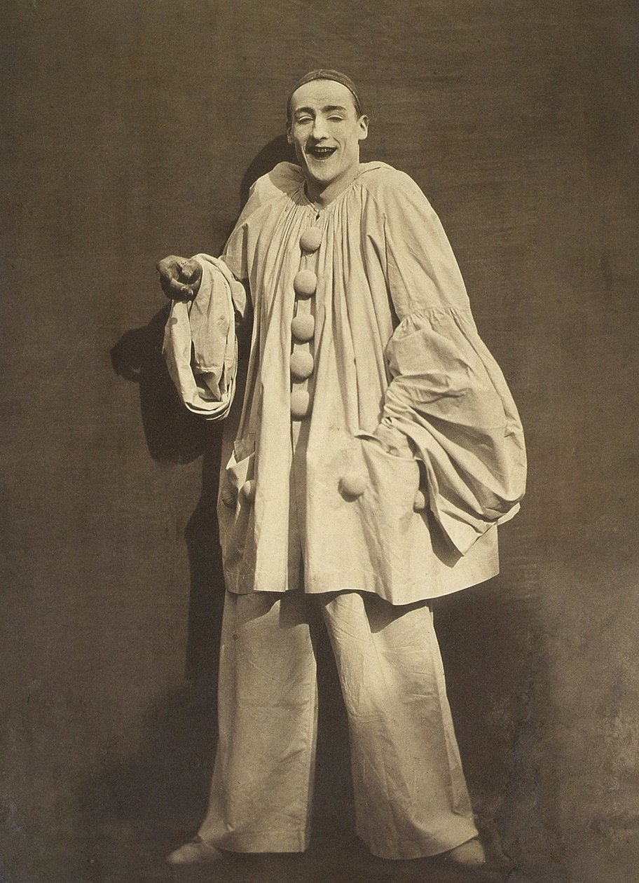 Pierrot Laughing (fransk mime Charles Deburau), foto av Gaspard-Felix Tournachon aka Nadar, ca. 1855 av Nadar