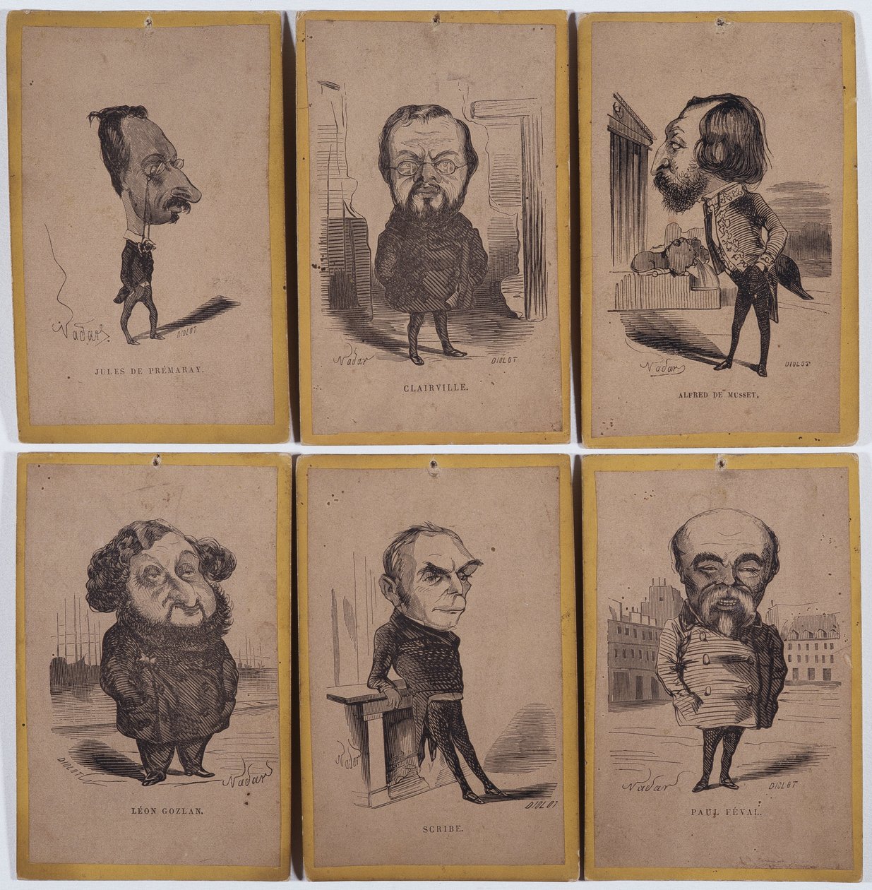6 Portraits-Charge (Charge Portraits): Jules de Premaray (Jules Martial Regnault av Nadar