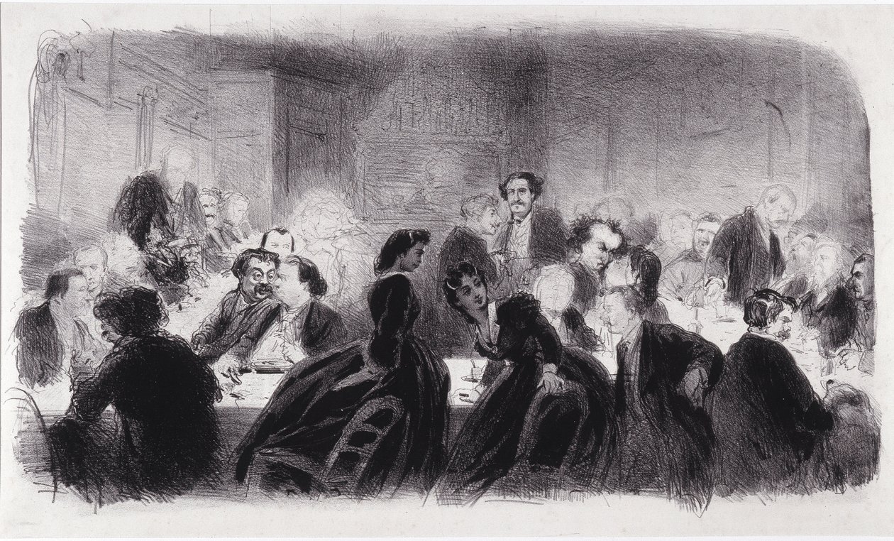 Anonym litografi som representerer litterære og kunstneriske personligheter på 1850-tallet av Nadar