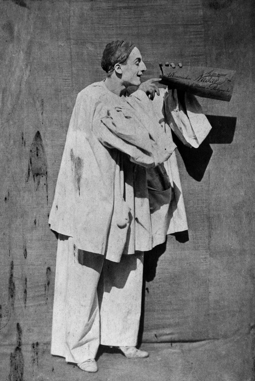 Mime Debureau : Pierrot, foto av Gaspard Felix Tournachon aka Nadar og Adrien Tournachon aka Nadar the Young av Nadar
