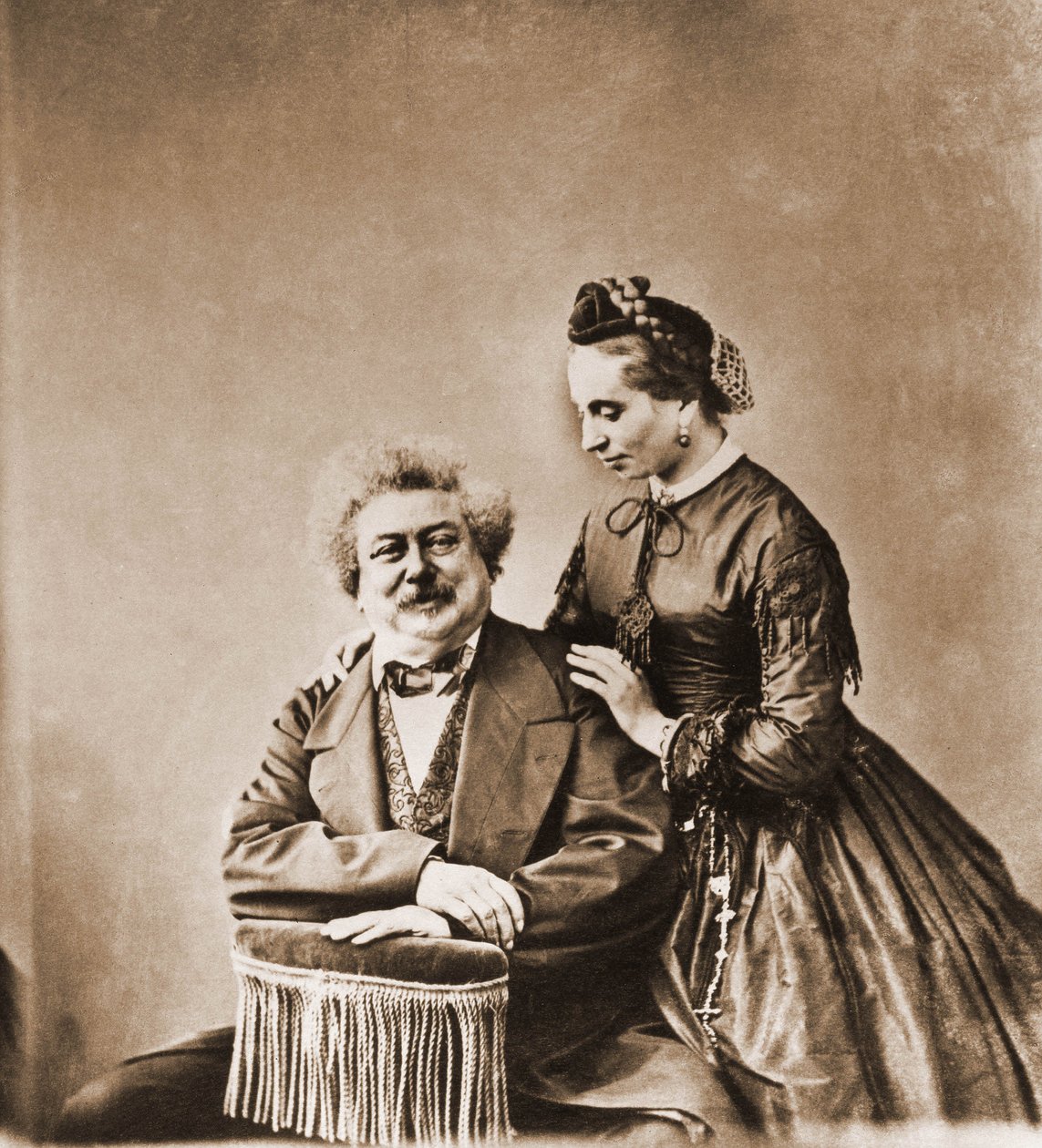 Portrett av Alexandre Dumas pere, romanforfatter 1802-1870 og hans datter Marie Dumas 1831-1878 (bilde) av Nadar