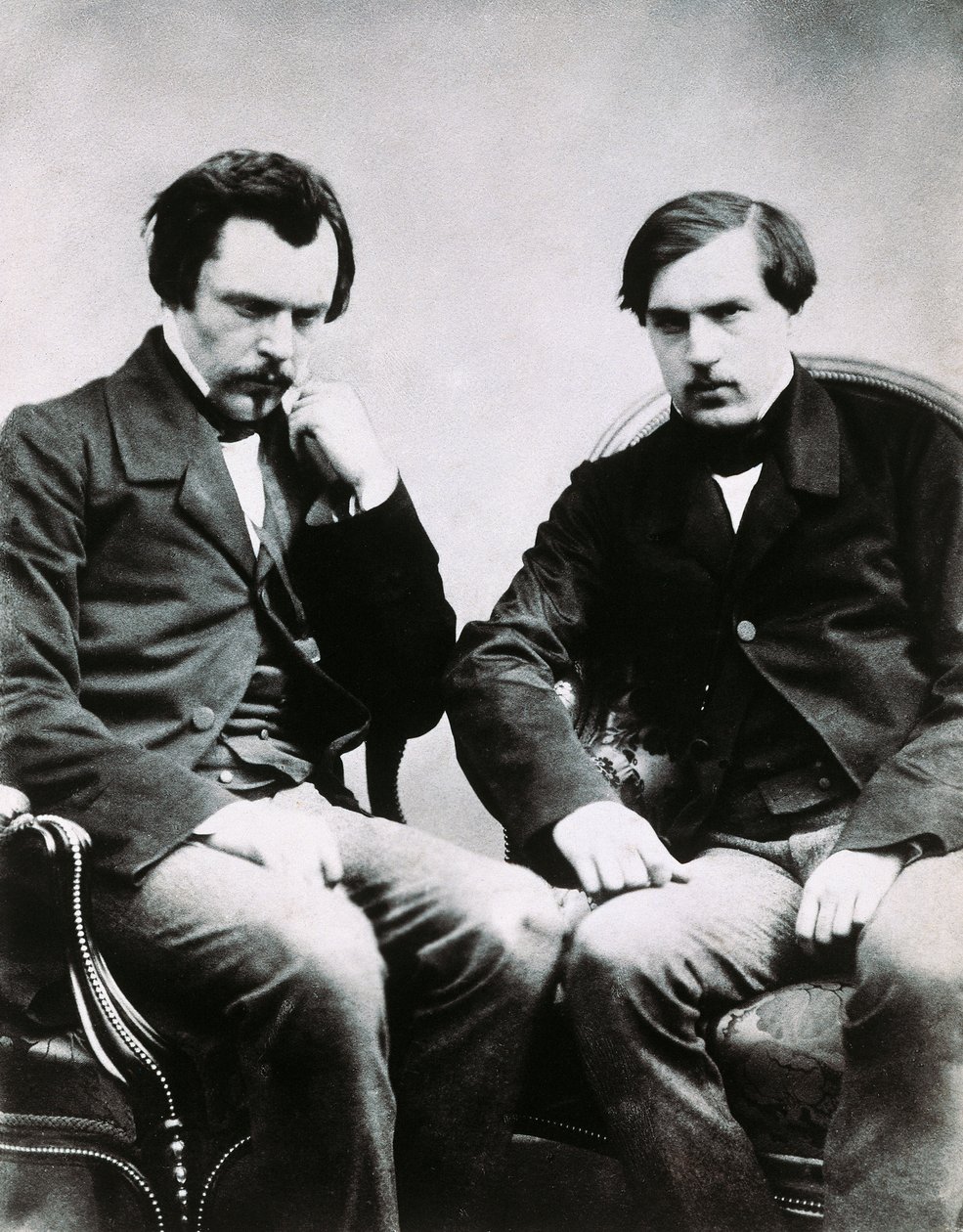 Brødrene Edmond de Goncourt (1822-1896) og Jules Huot de Goncourt (1830-1870), franske forfattere, Foto av Felix Nadar (1820-1910) av Nadar
