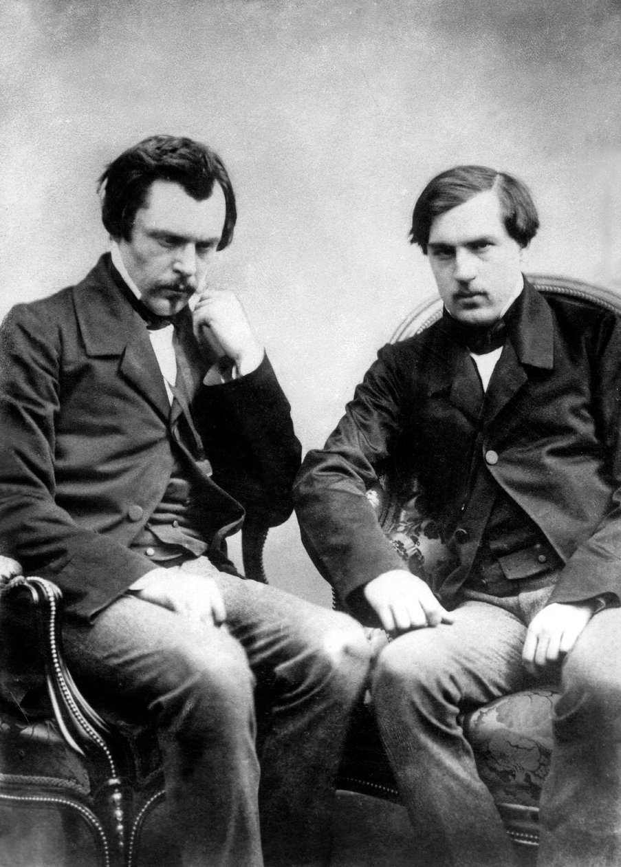 franske forfattere brødrene Edmond og Jules de Goncourt ca. 1855-bilde av Nadar av Nadar