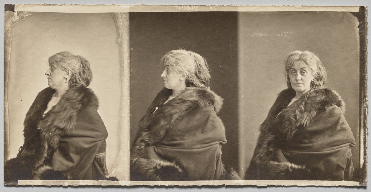 Portrett av Ernestine Nadar, kunstnerens kone, iført pelsstol av Nadar