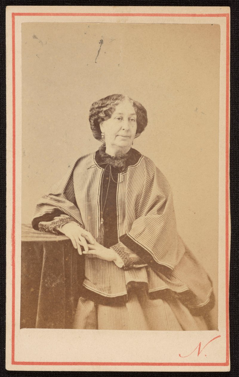 Portrett av George Sand (1804 - 1876), fransk forfatterinne, i atelieret av Nadar