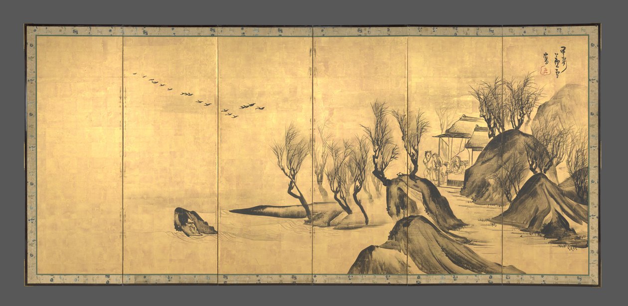 Landskap med de kinesiske litteratene Su Shi og Tao Qian av Nagasawa Rosetsu