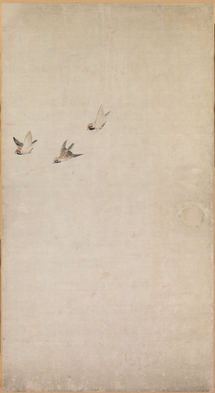 Valper, spurver og krysantemum, 1754-1799. av Nagasawa Rosetsu