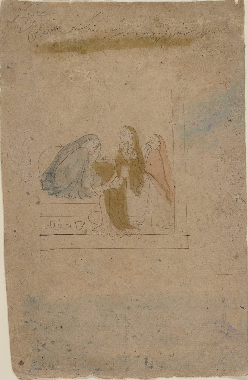 En dame med ledsagere, ca. 1775-80. av Nainsukh