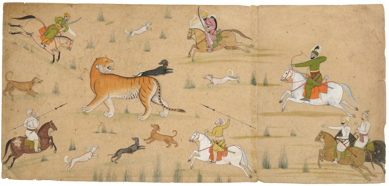 Raja Balwant Dev Singh på tigerjakt, ca. 1750 av Nainsukh
