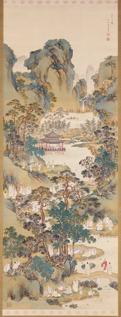 Poetry Gathering At The Orchid Pavilion (blekk, farger og gofun på silke) av Nakabayashi Chikkei