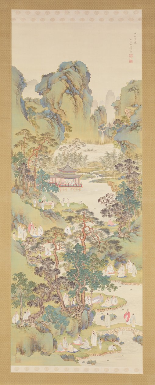 Poesisamling på Orchid Pavilion (blekk, farger og gofun på silke) av Nakabayashi Chikkei